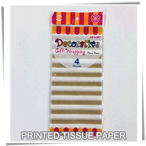 (SSNI26-4GOS) Gold Stripe Printed Tissue Gift Wrap 20''x26''